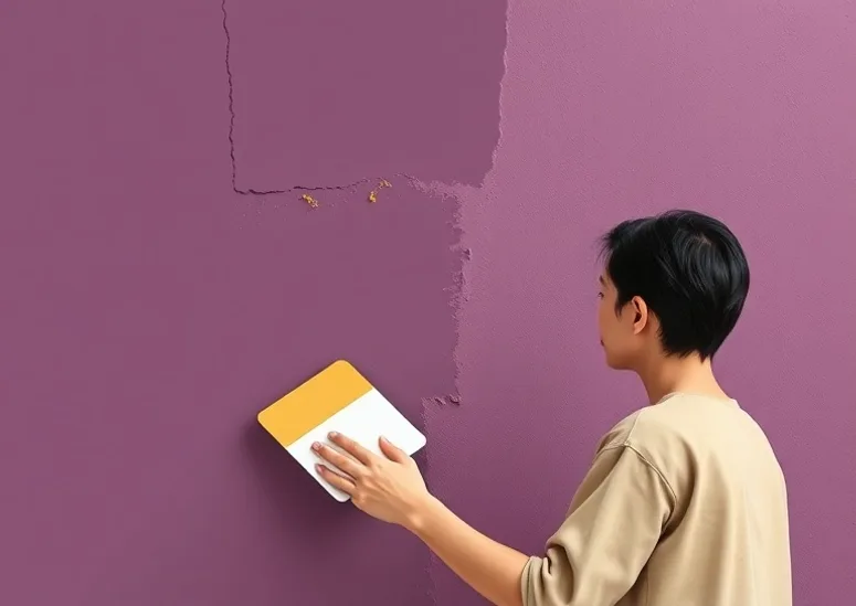 Ponçage et rebouchage des fissures avant mise en peinture