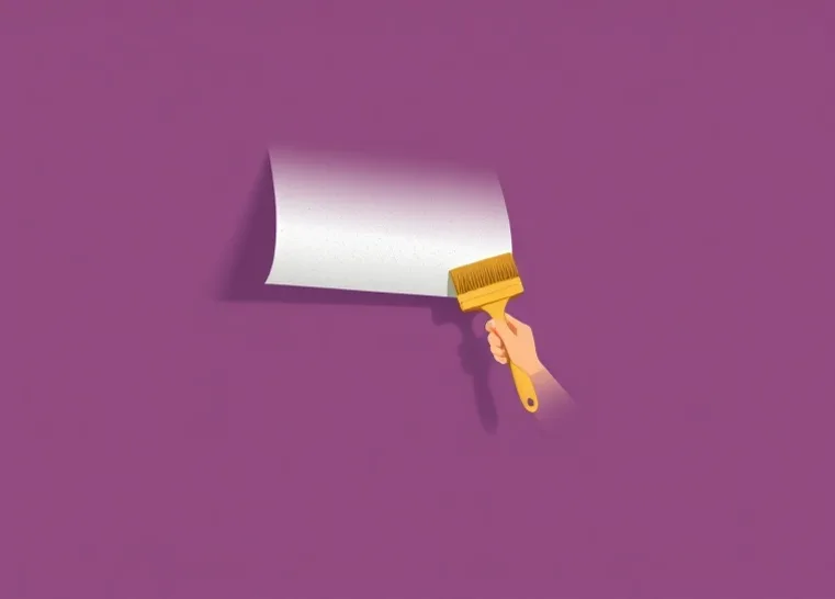 Pose de papier peint, rouleau et brosse à maroufler